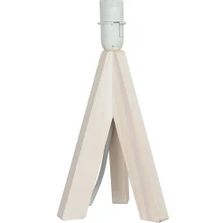 Trio Reality Edle Tischlampe Holz Stoffschirm Grau 31cm Ø17cm