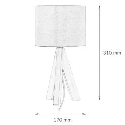 Trio Reality Edle Tischlampe Holz Stoffschirm Grau 31cm Ø17cm