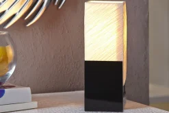 Invicta Interior Edle Tischlampe Papier Bauhaus eckig 25cm* Schlafzimmer Lampen|Metall Lampen