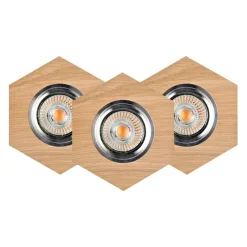 Online Spot Light Einbauspot 3-er Set Holz Metall beweglich mit LED