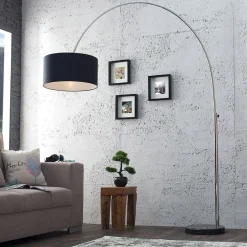 Invicta Interior Elegant Standlampe Retro Chrom Schwarz 180cm* Retro Lampen|Designerlampen