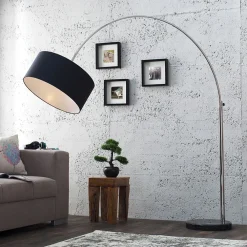 Invicta Interior Elegant Standlampe Retro Chrom Schwarz 180cm* Retro Lampen|Designerlampen