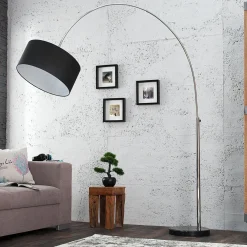 Invicta Interior Elegant Standlampe Retro Chrom Schwarz 180cm* Retro Lampen|Designerlampen