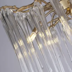 Searchlight Elegante Hängelampe in Gold Glaszapfen L:50 cm G9* Wohnzimmerlampen|Esszimmer Lampen