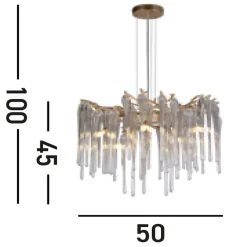 Searchlight Elegante Hängelampe in Gold Glaszapfen L:50 cm G9* Wohnzimmerlampen|Esszimmer Lampen