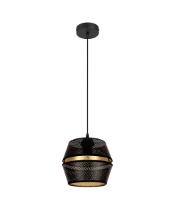 Belis Elegante Hängelampe Metall Schwarz Gold E27 Ø20 cm* Hängelampen|Bürolampen
