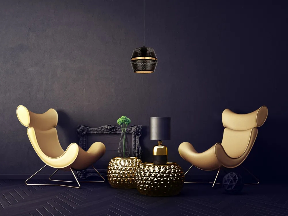 Belis Elegante Hängelampe Metall Schwarz Gold E27 Ø20 cm* Hängelampen|Bürolampen