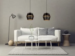 Belis Elegante Hängelampe Metall Schwarz Gold E27 Ø20 cm* Hängelampen|Bürolampen