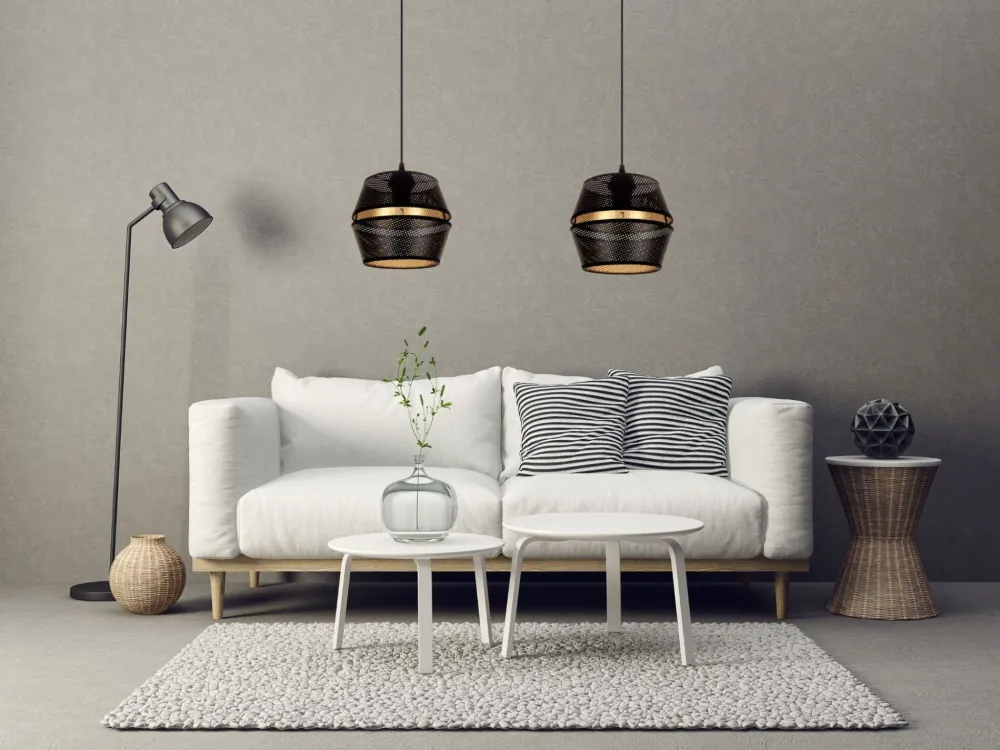 Belis Elegante Hängelampe Metall Schwarz Gold E27 Ø20 cm* Hängelampen|Bürolampen