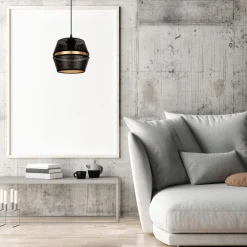 Belis Elegante Hängelampe Metall Schwarz Gold E27 Ø20 cm* Hängelampen|Bürolampen