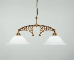 Clearance Berliner Messingleuchten Elegante Hängeleuchte Messing Glas E27 86 cm 2-flammig