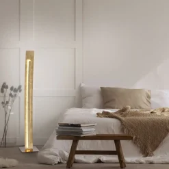 Paul Neuhaus Elegante LED Stehlampe warmweiß 141 cm in Blattgold* Wohnzimmerlampen|Metall Lampen