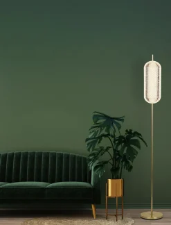 Searchlight Elegante LED Stehleuchte Metall 154 cm 23 W in Messing* Wohnzimmerlampen|Metall Lampen