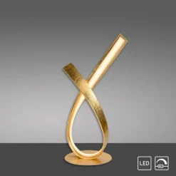 Best Paul Neuhaus Elegante LED Tischlampe in Blattgold 38,5 cm dimmbar