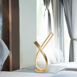 Best Paul Neuhaus Elegante LED Tischlampe in Blattgold 38,5 cm dimmbar