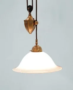 Berliner Messingleuchten Elegante Pendelleuchte Berliner Messing Glas E27 Ø30 cm* Hängelampen|Bürolampen