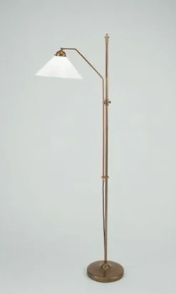 Berliner Messingleuchten Elegante Stehleuchte Berliner Messing Glas E27 160 cm* Wohnzimmerlampen|Metall Lampen