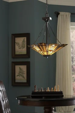 Discount Elstead Elegante Tiffany Pendelleuchte Buntglas kürzbar