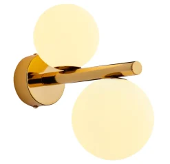 Best Jupiter Elegante Wandlampe Messing Glas in Gold Weiß G9 T:24 cm