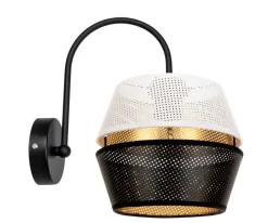 Best Belis Elegante Wandlampe Metall Schwarz Weiß Gold H:25 cm E27