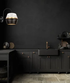 Best Belis Elegante Wandlampe Metall Schwarz Weiß Gold H:25 cm E27