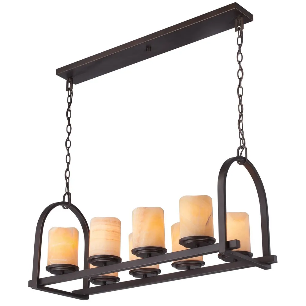 Elstead Esszimmerlampe AMBAR Stein Metall 91cm lang Rustikal* Hängelampen|Rustikale Lampen