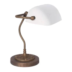 Giovanni Battista Exklusive Bankerlampe in Bronze Antik Weiß Echt-Messing* Tischlampen|Bürolampen