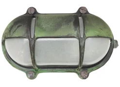 New Lido Feuchtraumleuchte oval Messing Glas 21 cm breit IP64 E27