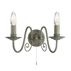 Searchlight Filigrane Wandleuchte mit Schalter Grau 2x E14 Metall* Wandleuchten|Wohnzimmerlampen