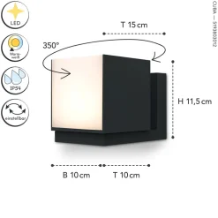Eco-Light Flexible LED Wandleuchte Schwarz IP54 3000 K Aluminium* Metall Lampen|Led Außenleuchten