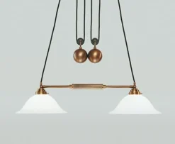 Berliner Messingleuchten Flexible Pendelleuchte Berliner Messing Glas E27 83 cm