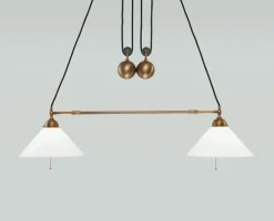 Berliner Messingleuchten Flexible Pendelleuchte Messing Glas Schalter E27 130 cm* Hängelampen|Bürolampen