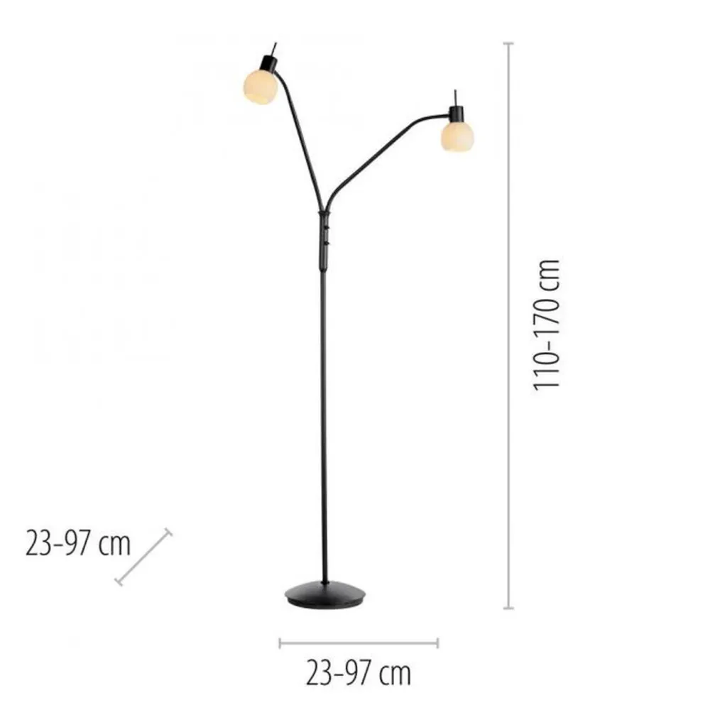 Just Light Flexible Stehleuchte Glas Metall 170 cm inkl E14 3000 K