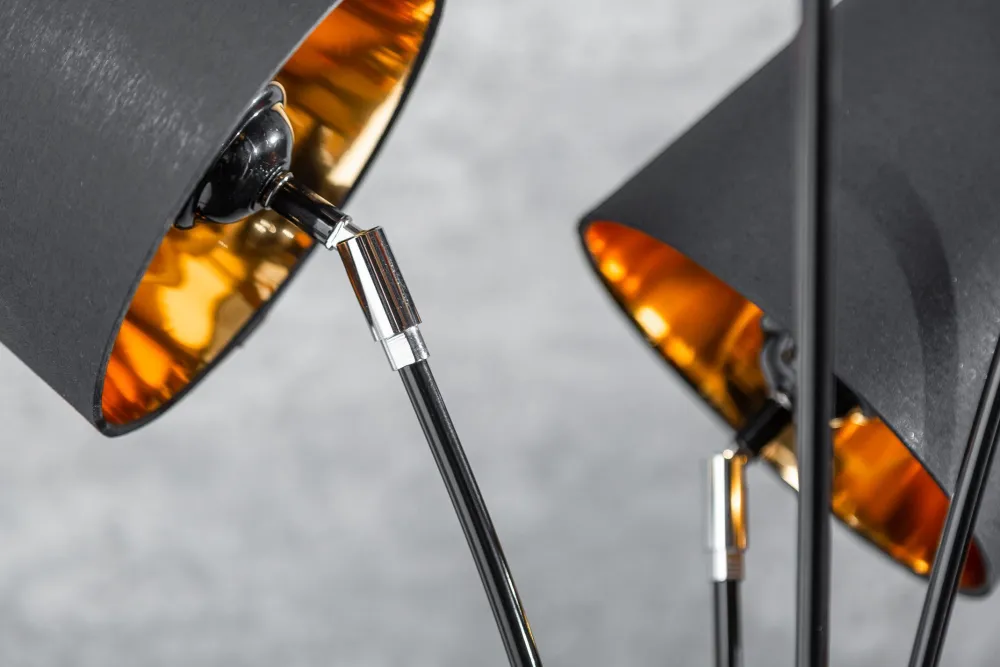 Clearance Invicta Interior Flexible Stehleuchte Stoff Schwarz Gold 178 cm elegant