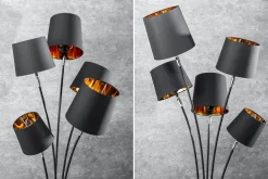 Clearance Invicta Interior Flexible Stehleuchte Stoff Schwarz Gold 178 cm elegant