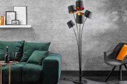 Clearance Invicta Interior Flexible Stehleuchte Stoff Schwarz Gold 178 cm elegant