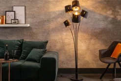 Clearance Invicta Interior Flexible Stehleuchte Stoff Schwarz Gold 178 cm elegant