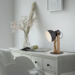 Best Just Light Flexible Tischlampe Holz Metall E27 45 cm Industrial