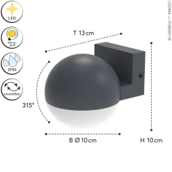 Clearance Eco-Light Flexibler Außenspot Anthrazit B:10 cm E27 IP54 blendarm