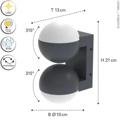 Online Eco-Light Flexibler Außenspot Up Down H:21 cm E27 IP54 blendarm