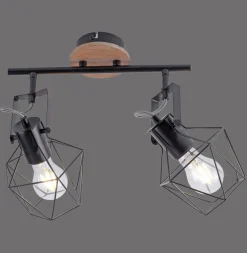 Sale Just Light Flexibler Deckenspot Holz Metall Schwarz E27 Vintage