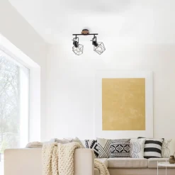 Sale Just Light Flexibler Deckenspot Holz Metall Schwarz E27 Vintage