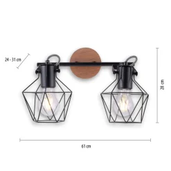 Sale Just Light Flexibler Deckenspot Holz Metall Schwarz E27 Vintage