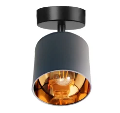 Hot Belis Flexibler Deckenspot Stoff Grau Gold Ø15 cm blendarm