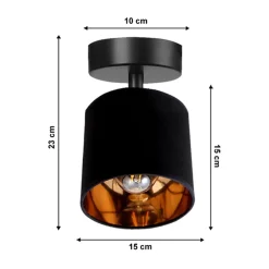 Belis Flexibler Deckenstrahler Stoff Metall E27 rund Ø15 cm* Spots|Flurlampen