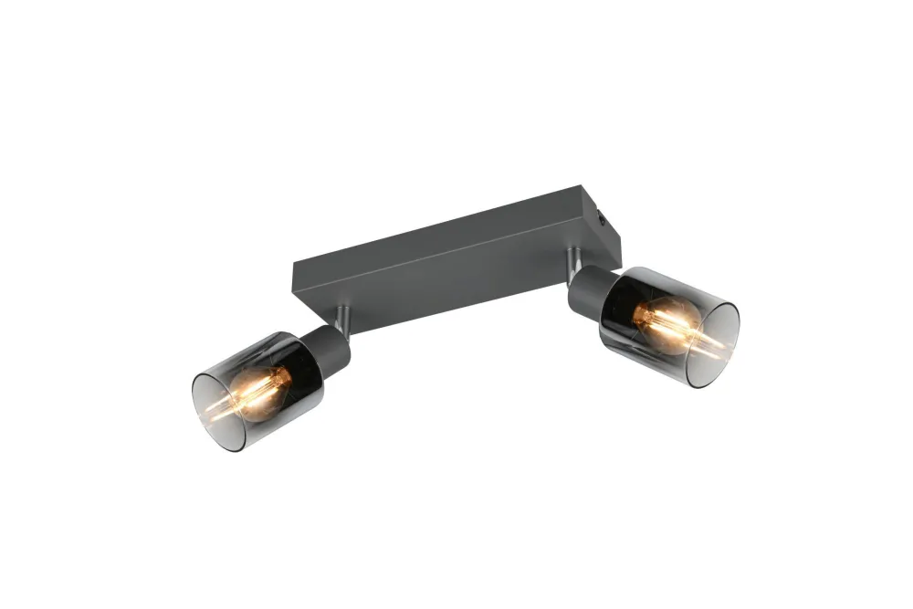 New Trio Reality Flexibler Deckenstrahler Rauchglas Metall E14 T:27,5 cm