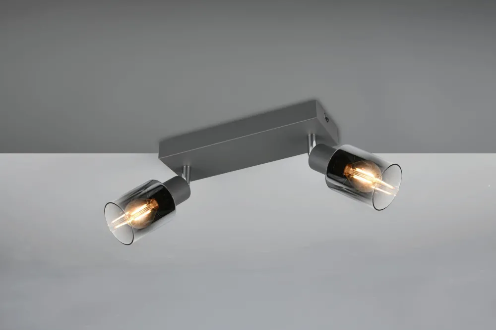 New Trio Reality Flexibler Deckenstrahler Rauchglas Metall E14 T:27,5 cm