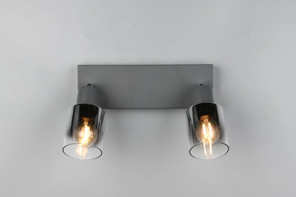 New Trio Reality Flexibler Deckenstrahler Rauchglas Metall E14 T:27,5 cm