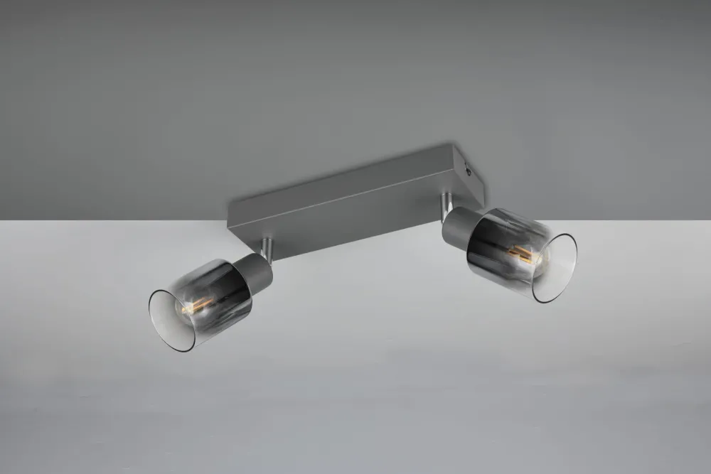 New Trio Reality Flexibler Deckenstrahler Rauchglas Metall E14 T:27,5 cm