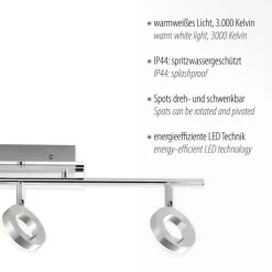 Paul Neuhaus Flexibler LED Deckenspot in Aluminium IP44 L:67 cm* Flurlampen|Bürolampen